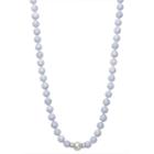 Womens 9.5m Blue Agate Cultured Freshwater Pearls Sterling Silver Round Strand Necklace