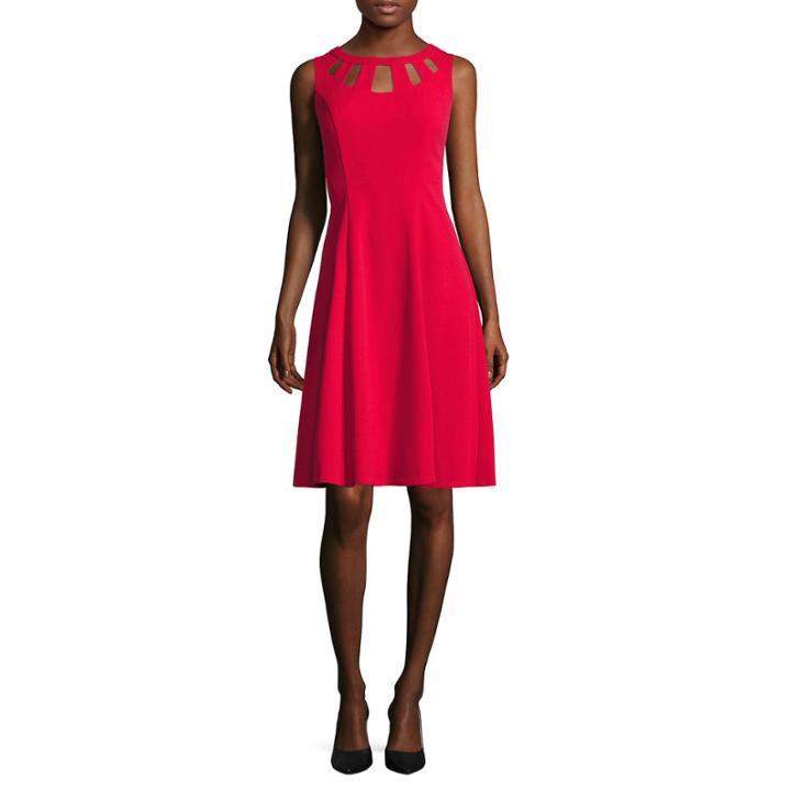 Alyx Sleeveless Cutout-neck Fit-and-flare Dress