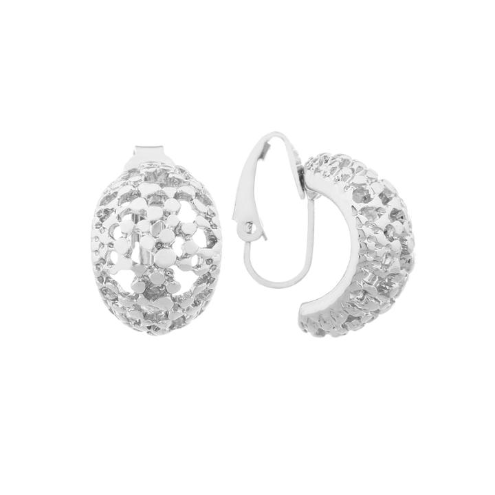 Liz Claiborne Silvertone Pebbled Clip On Earrings