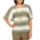 Alfred Dunner Palm Desert Flutter Sleeve V Neck Top-womens