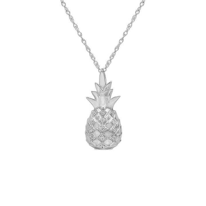 Womens 1/8 Ct. T.w. Genuine White Diamond Sterling Silver Pendant Necklace