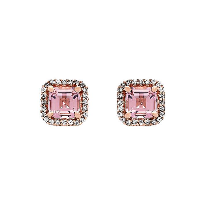 Emerald Pink Morganite Gold Over Silver Stud Earrings