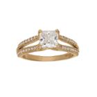 Diamonart Womens 1 5/8 Ct. T.w. Princess White Cubic Zirconia 10k Gold Engagement Ring
