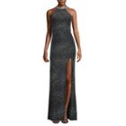 City Triangles Embellished-halter Glitter Long Slim Dress - Juniors