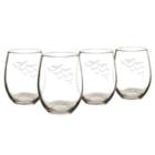 Cathy's Concepts Colony Of Bats Set Of 4 Stemless Wine Glasses