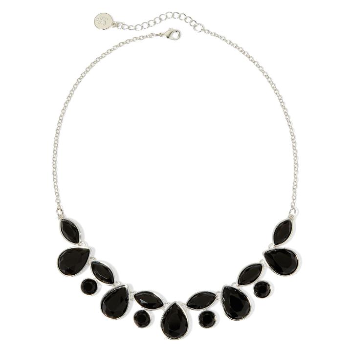 Liz Claiborne Black Faceted Stone Necklace