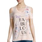 I Jeans By Buffalo Short-sleeve Cold Shoulder Screen Tee