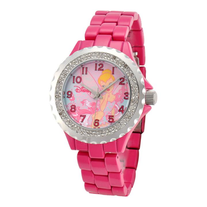 Disney Womens Tinker Bell Pink Enamel Watch