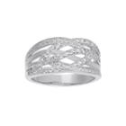 Lab-created White Sapphire Sterling Silver Crossover Band Ring