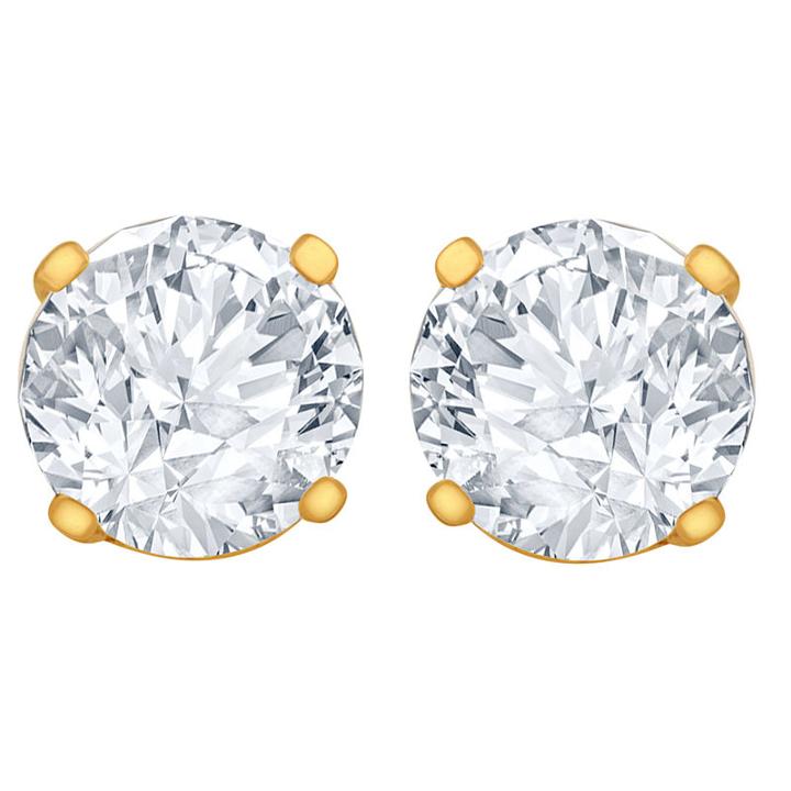 1/2 Ct. T.w. Genuine White Diamond 14k Gold 5.2mm Stud Earrings