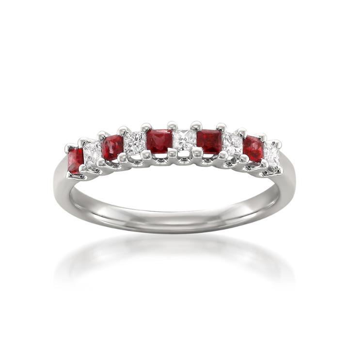 Womens 1/5 Ct. T.w. Red Lead Glass-filled Ruby 14k Gold Wedding Band