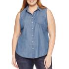 St. John's Bay Sleeveless Button-front Shirt-plus