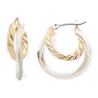 Liz Claiborne Two-tone 2-row Hoop Earrings