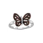 1/4 Ct. T.w. Color-enhanced Red Diamond Sterling Silver Butterfly Ring