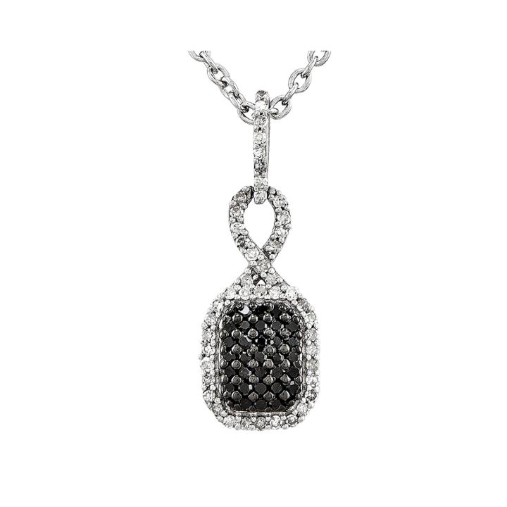 1/4 Ct. T.w. White And Color-enhanced Black Diamond Sterling Silver Fashion Pendant Necklace