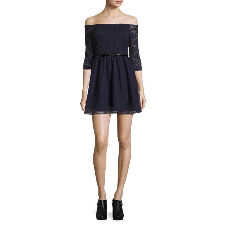 Love Reigns 3/4 Sleeve Lace Fit & Flare Dress-juniors