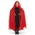 Hooded Lined Red Mesh Adult Cape