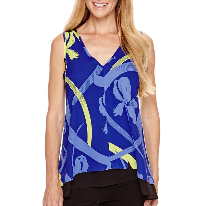 Worthington Sleeveless Handkerchief Hem Blouse