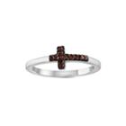 1/10 Ct. T.w. Color-enhanced Red Diamond Sterling Silver Cross Ring