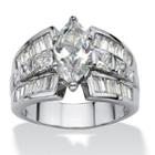 Diamonart Womens Greater Than 6 Ct. T.w. Marquise White Cubic Zirconia Brass Engagement Ring