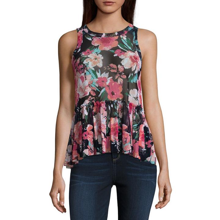 Derek Heart Sleeveless Floral Peasant Top-juniors