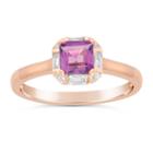 Womens Genuine Purple Amethyst Gold Over Silver Cocktail Ring