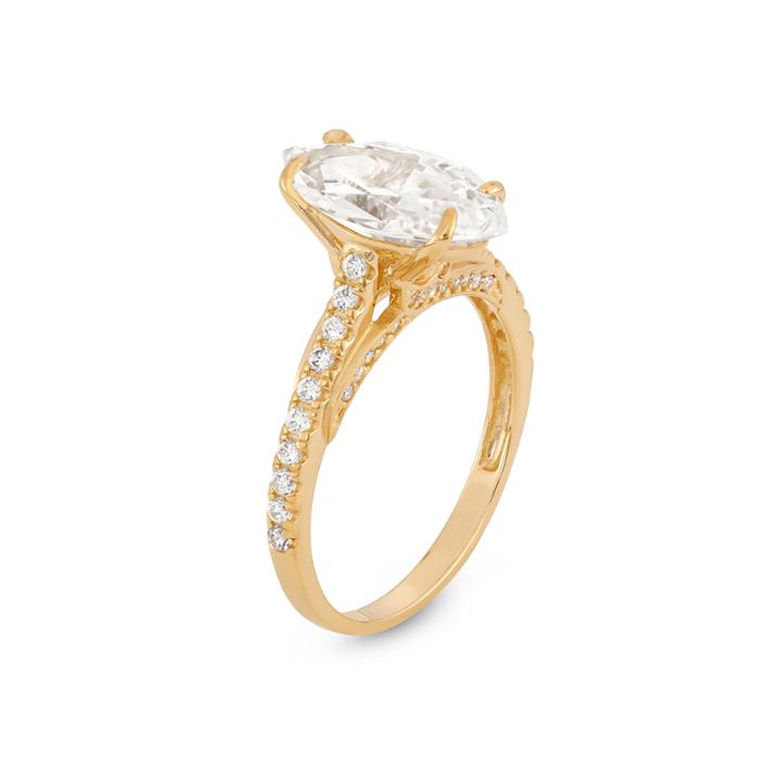 Diamonart Womens 2 3/4 Ct. T.w. Marquise White Cubic Zirconia 10k Gold Engagement Ring