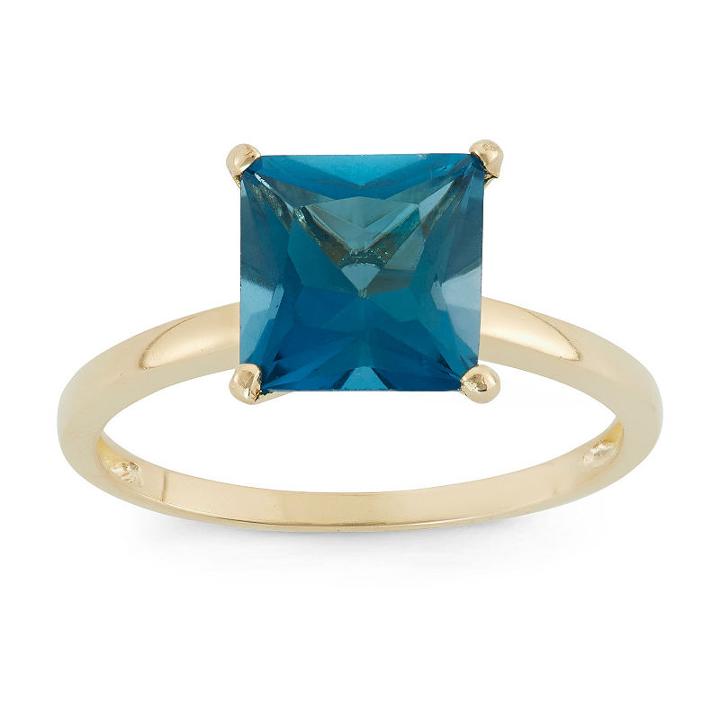 Womens Topaz Blue 10k Gold Solitaire Ring