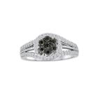 Diamond Blossom 1/3 Ct. T.w. White And Color-enhanced Black Diamond Sterling Silver Ring