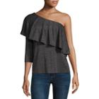 Belle + Sky Long Sleeve One Shoulder Ruffle Top