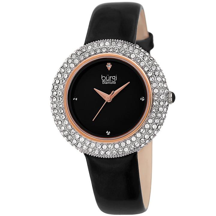 Burgi Womens Black Strap Watch-b-199bkr