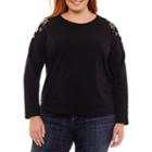 A.n.a Long Sleeve Embroidered Sweatshirt - Plus