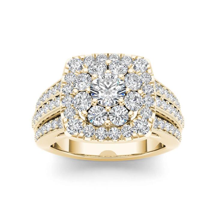Womens 2 Ct. T.w. Round White Diamond 10k Gold Engagement Ring