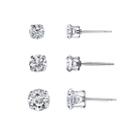 Silver Treasures 3-pc. White Cubic Zirconia Sterling Silver Earring Sets