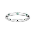 Personally Stackable Lab-created Emerald Sterling Silver Station Ring