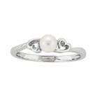 Womens White Cultured Freshwater Pearls Sterling Silver Solitaire Ring