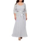 Onyx Nites 3/4 Sleeve Evening Gown-plus