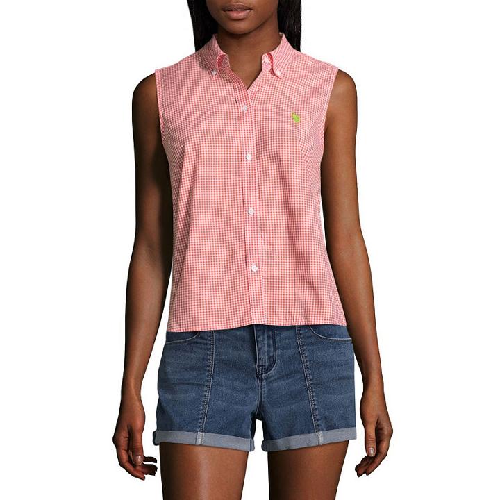Us Polo Assn. Sleeveless Button-front Shirt-juniors