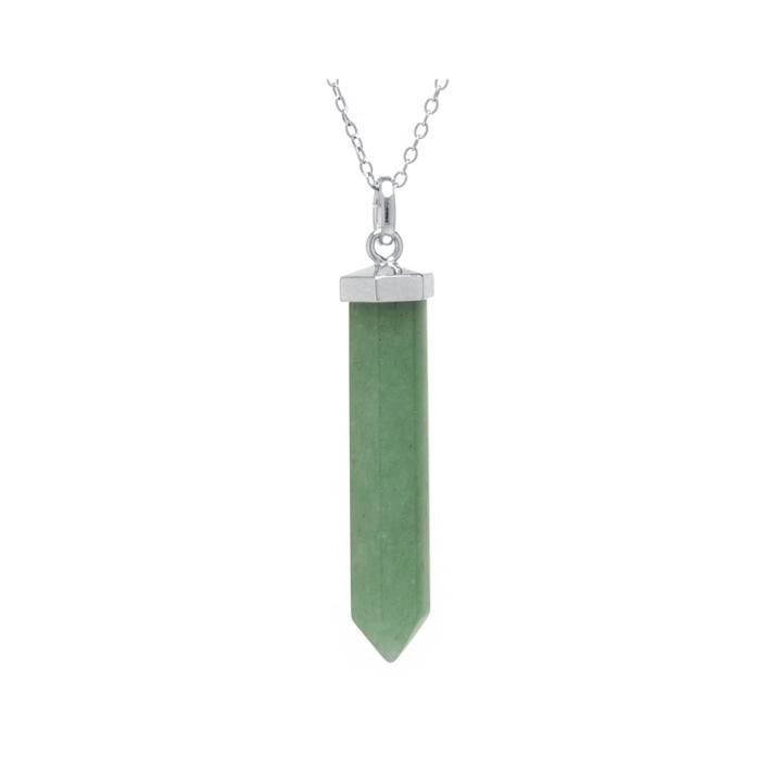 Silver Reflections&trade; Green Quartzite Silver-plated Pendant Necklace