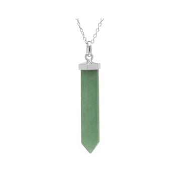 Silver Reflections&trade; Green Quartzite Silver-plated Pendant Necklace