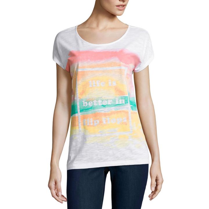 St. John's Bay Short Sleeve Scoop Neck T-shirt-womens