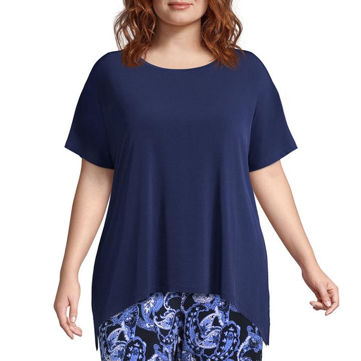 Liz Claiborne Sharkbite Hem Top- Plus