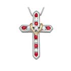 Genuine Ruby & White Sapphire Cross Pendant