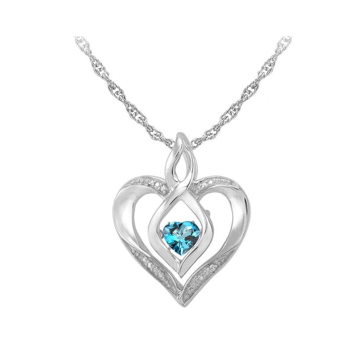 Love In Motion&trade; Genuine Topaz And Diamond-accent Heart Pendant Necklace