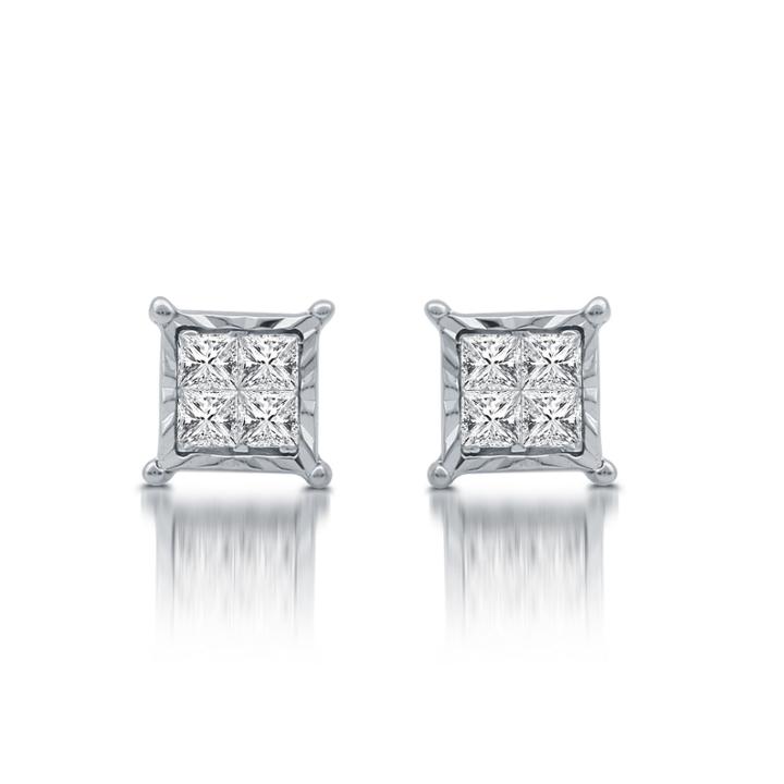 1/3 Ct. T.w. Princess White Diamond Sterling Silver Stud Earrings