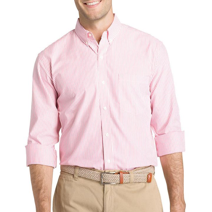 Izod Long Sleeve Premium Essential Stripe Button-front Shirt