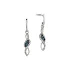 1/8 Ct. T.w. White And Color-enhanced Blue Diamond Sterling Silver Drop Earrings