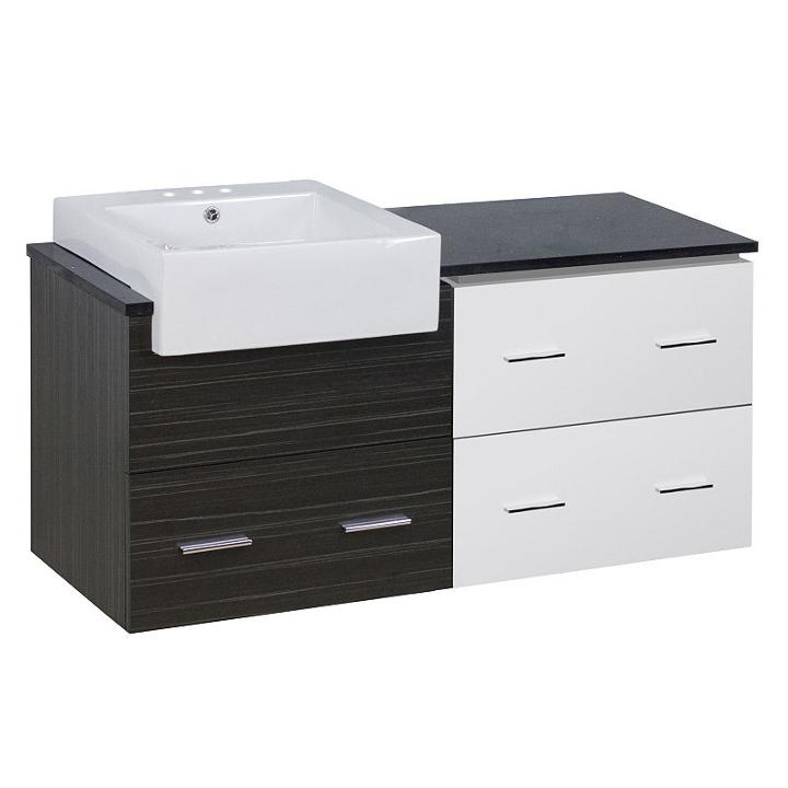 48.75-in. W Wall Mount White-dawn Grey Vanity Setfor 3h4-in. Drilling Black Galaxy Top