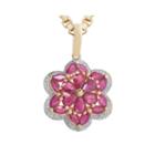 Limited Quantities Lead Glass-filled Ruby And Diamond-accent Flower Pendant Necklace