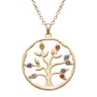 Personalized Womens Multi Color Crystal 14k Gold Over Brass Pendant Necklace